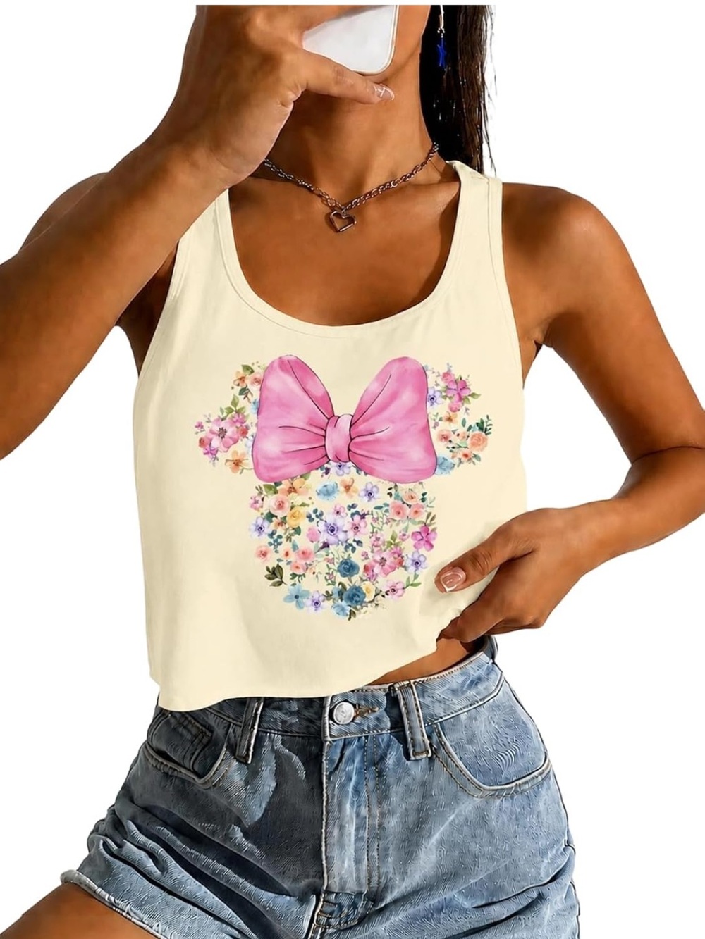 Women's Magic Kingdom Castle Graphic Tank Tops Summer Bow Crop Tank